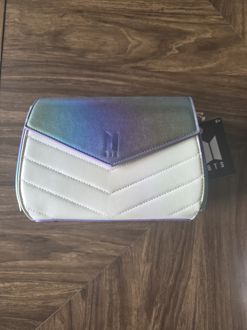 Iridescent Flap Crossbody Bag - White & Rainbow